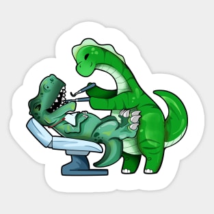 TREX at Brachiosaurus dentist Sticker